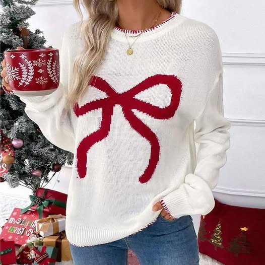 Pretty Red Bow Sweater