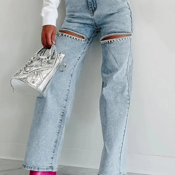 Rhinestone Denim Jeans