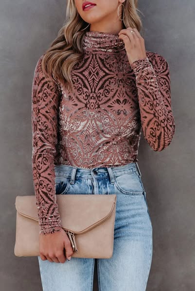 Velvet Burnout Turtleneck