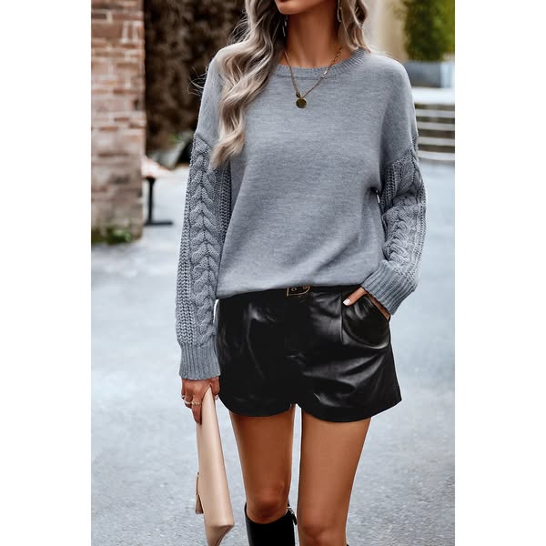 Woven Knit Sleeve Sweater