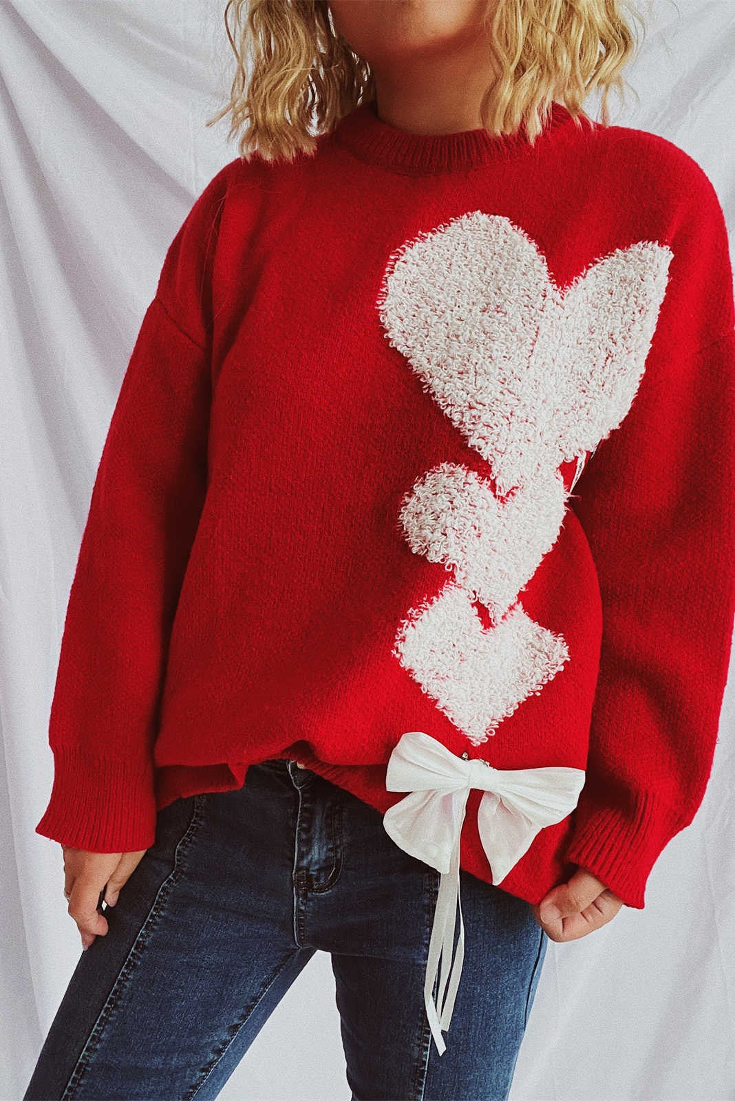Valentine Heart Bow Sweater