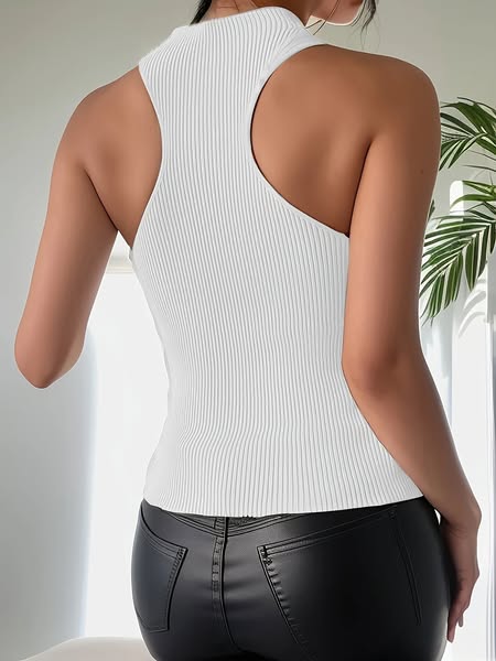 Sexy Mock Neck Rib Top