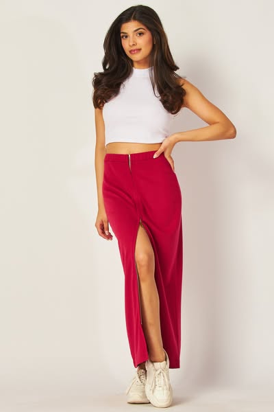 French Terry Zip Maxi Skirt
