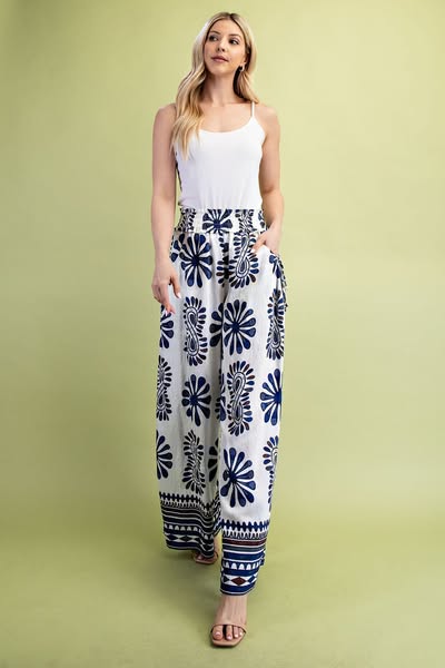 Wide Leg Floral Pants
