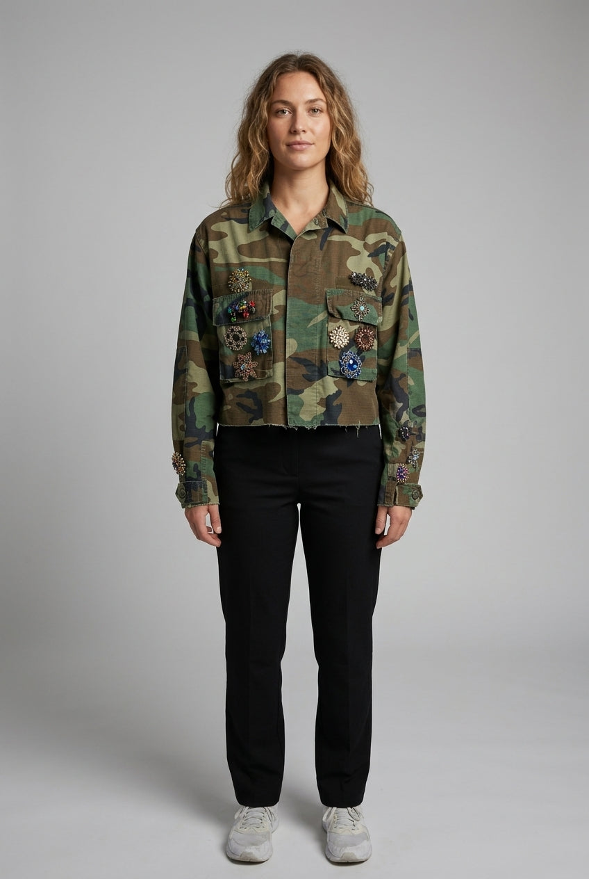 One Of A Kind Long Sleeve Brooche Camo Jacket