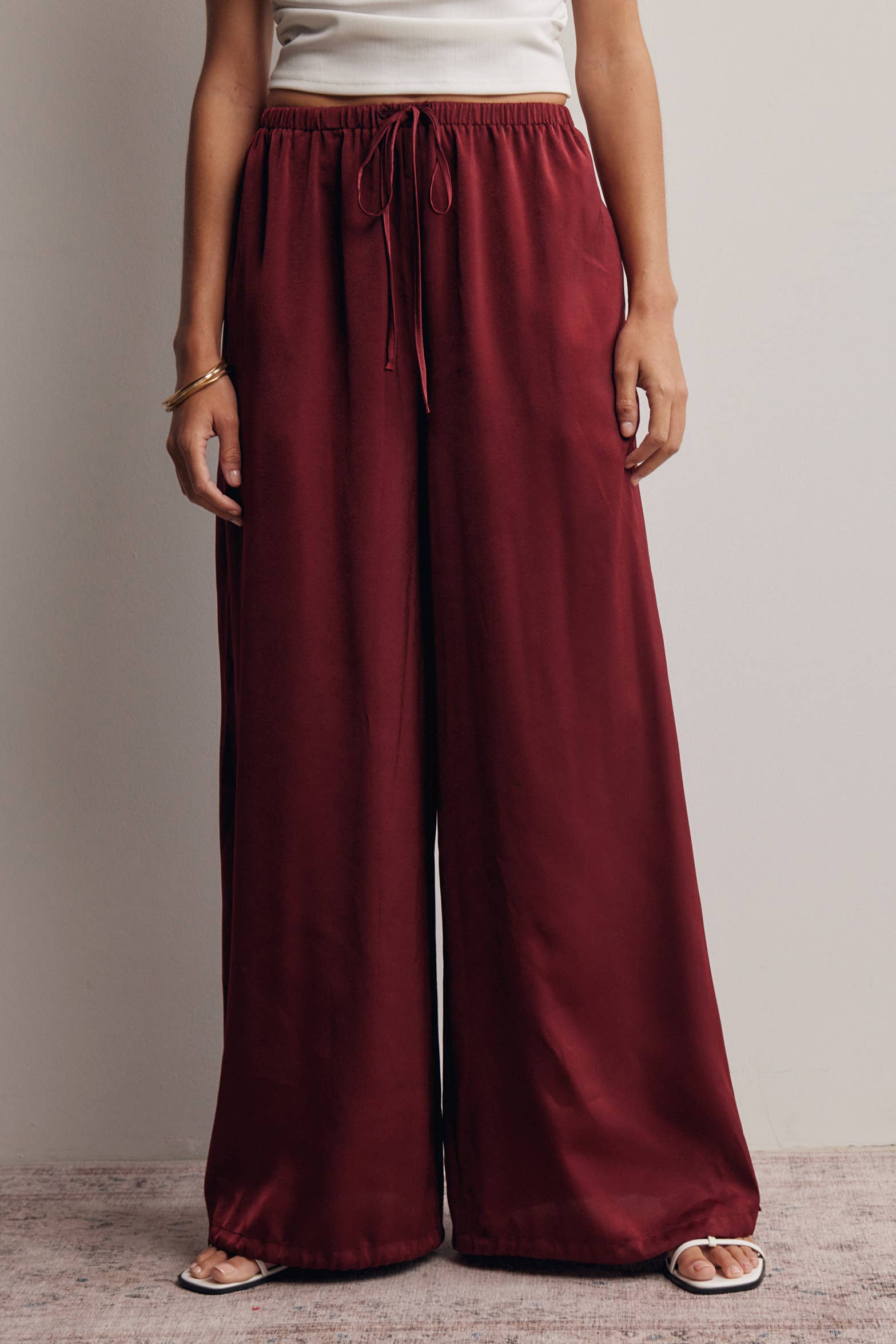 Convertible Wide Leg Tie Hem Pants FP0022