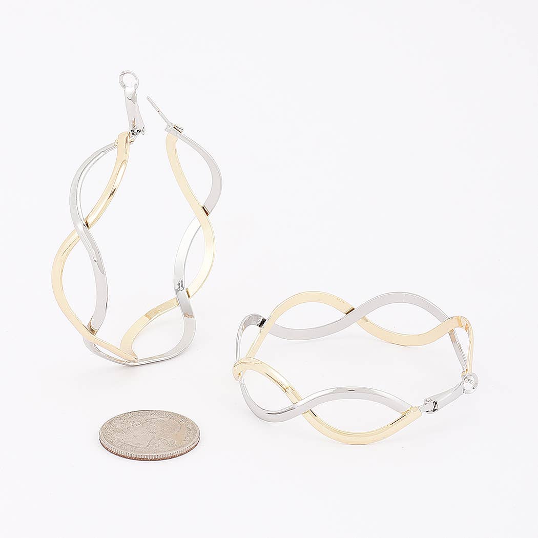 Two-Tone Twisted Hoop Earrings