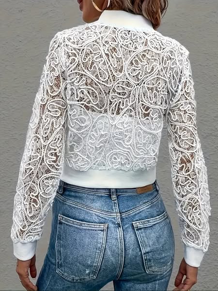 Embroidered Lace Bomber