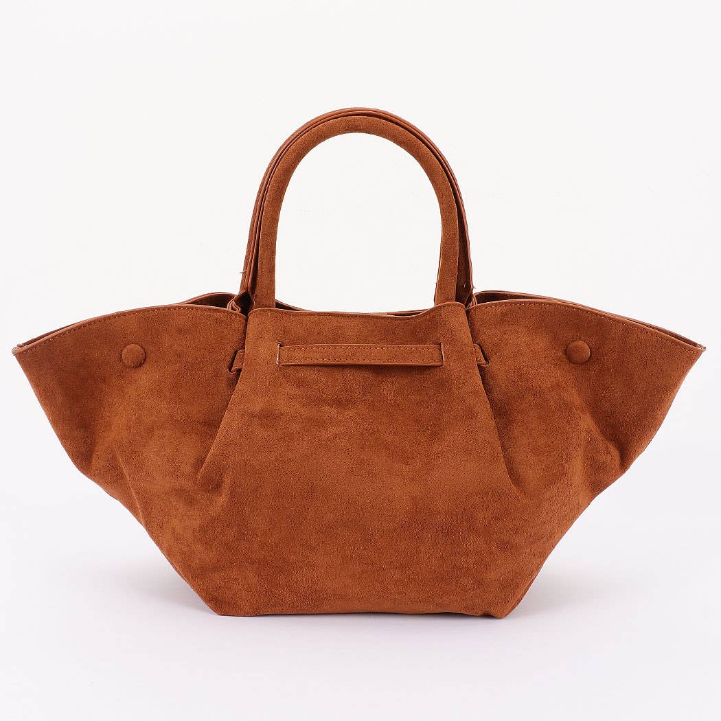Gold Buckle Suede Tote Bag