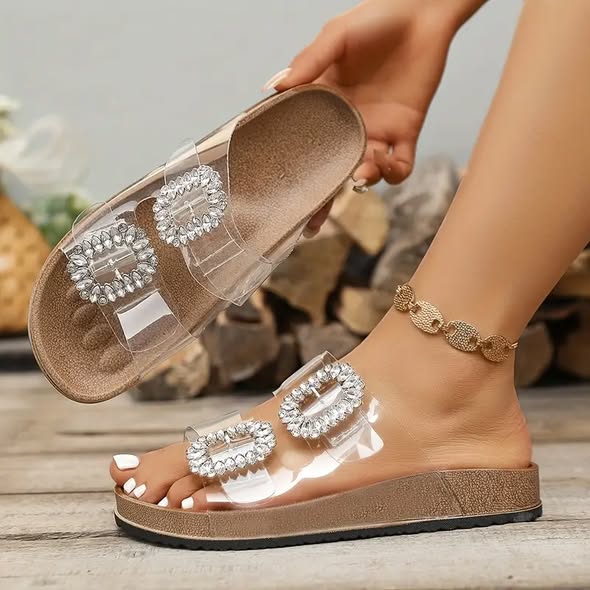 Rhinestone Clear Slides
