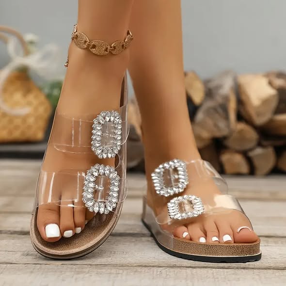Rhinestone Clear Slides