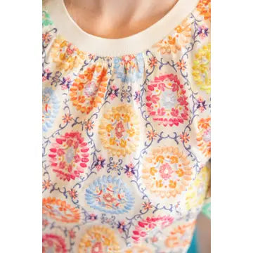 Embroidered Floral Puff Sleeve