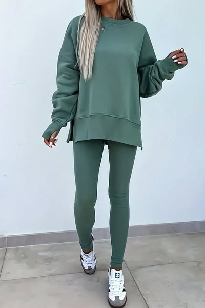 Slit Sweatshirt Set