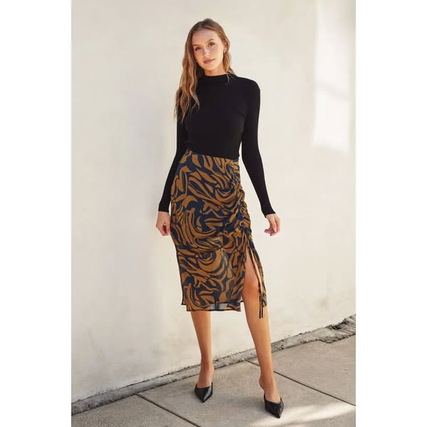 Printed Midi Skirt