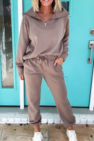 Wide Zip Neckline Set