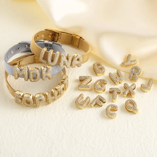 Bubble Stone Initial Bracelet Letters