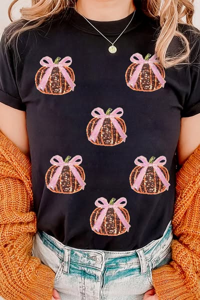 Pumpkin Sequin Tee