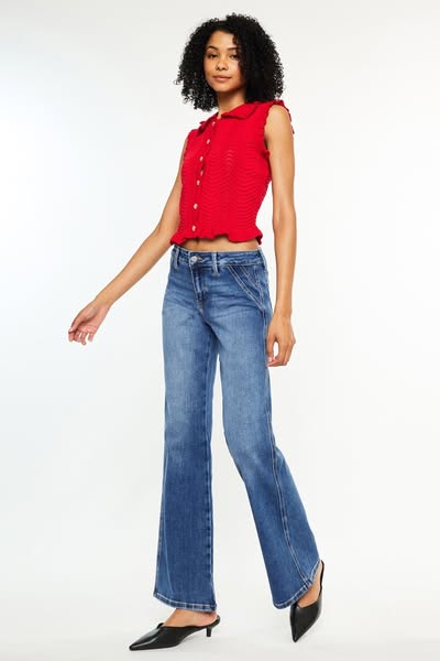 Mid Rise Wide Flare Jeans