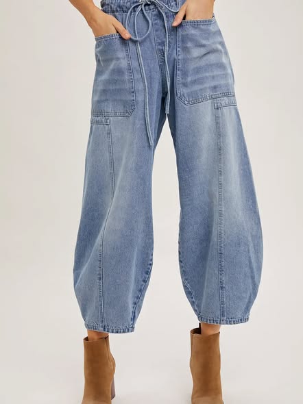 Drawsting Barrel Jeans