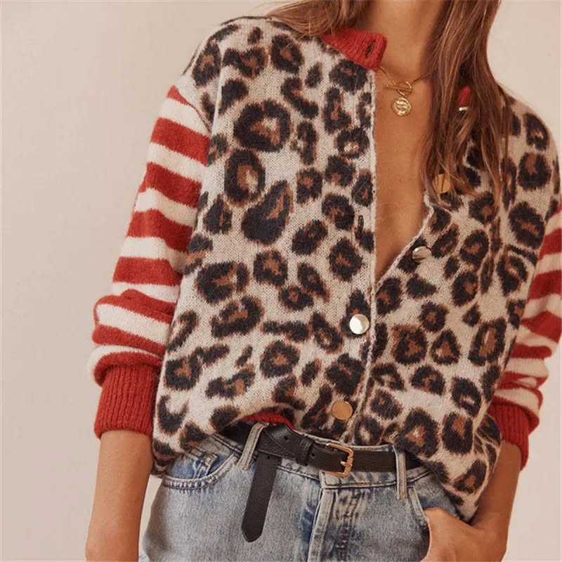 Leopard Accent Sleeve Cardi