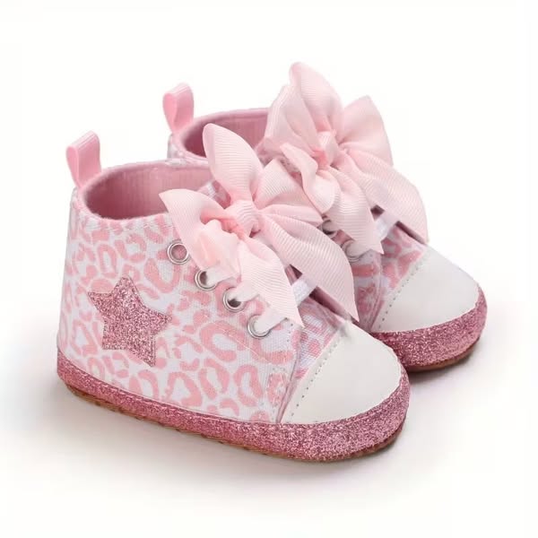 Glitter Bow Baby Shoes