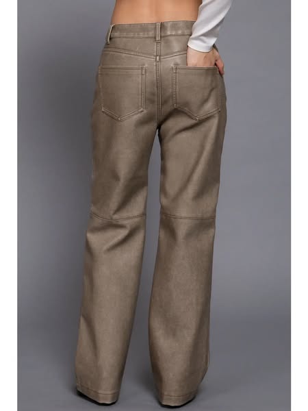Washed Vegan Leather Pants