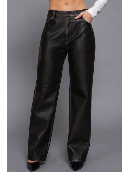 Washed Vegan Leather Pants