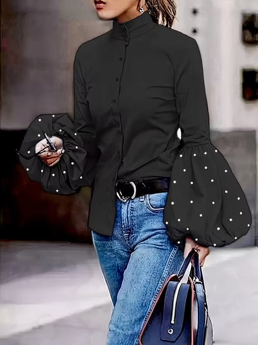 Pearl Puff Cuff Blouse