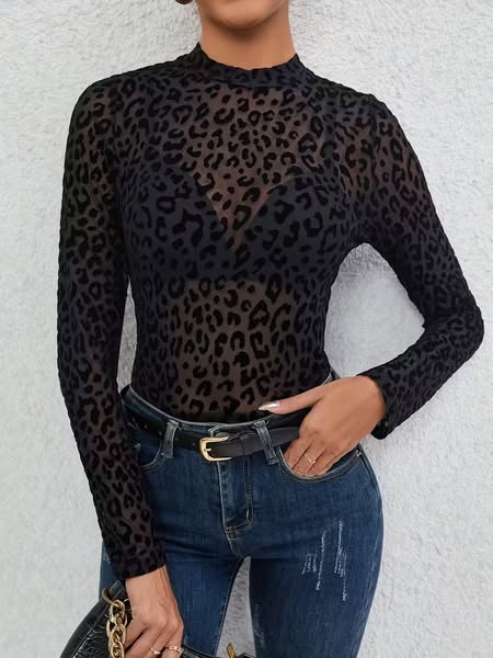 Mesh Leopard Top