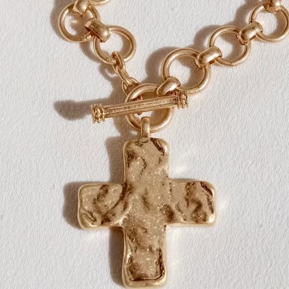 Hammered Cross Necklace