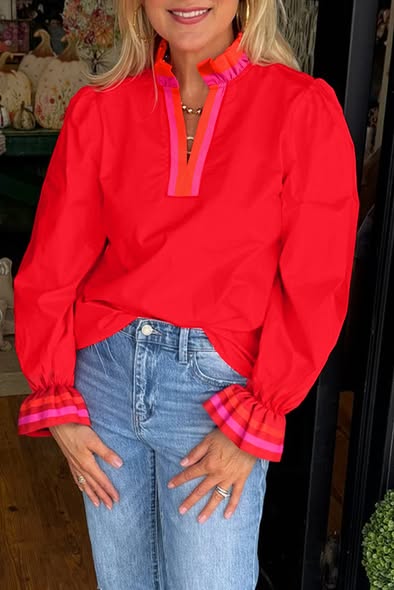 Cuff Ruffle Accent Tunic