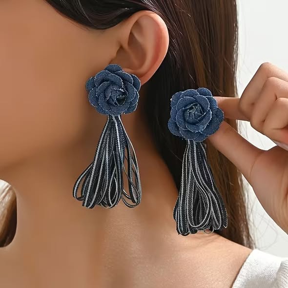 Denim Dangle Earrings