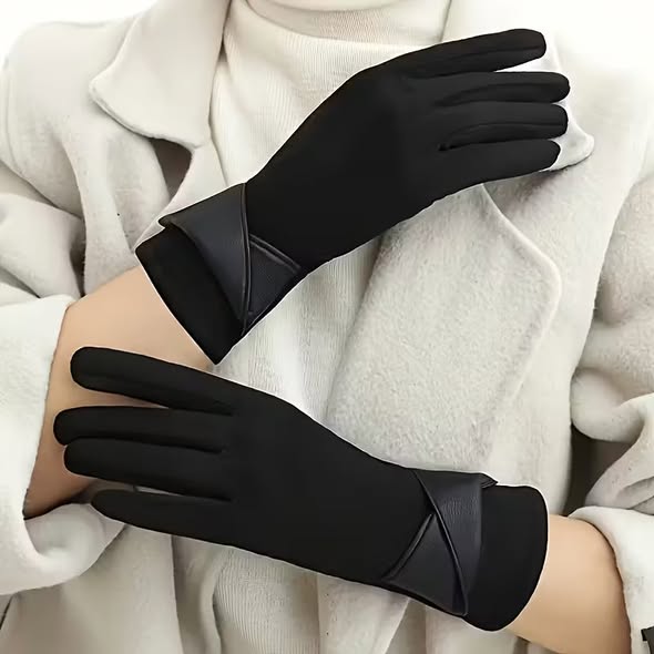 Faux Leather Cuff Gloves
