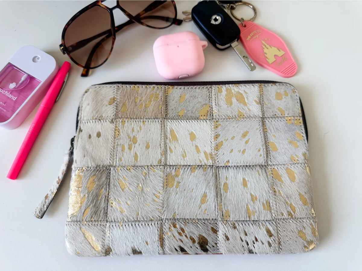 Cowhide Accessory Bag Pouch Genuine Hair-On Hide Makeup Bag