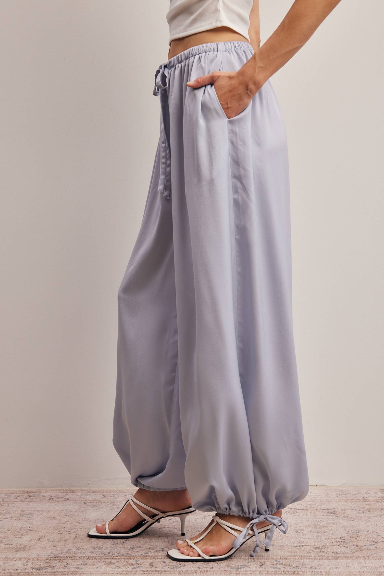 Convertible Wide Leg Tie Hem Pants FP0022