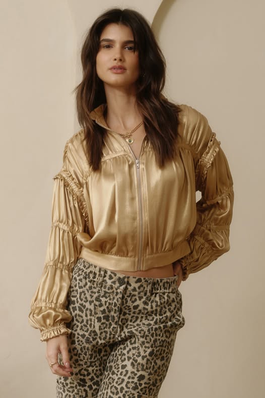 Satin Shirred Jacket