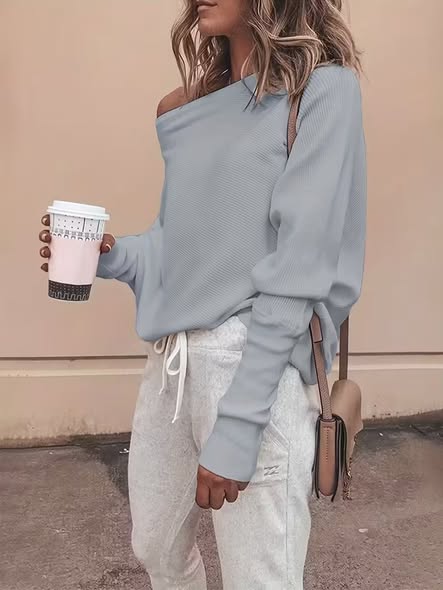 Off Shoulder Rib Sweater