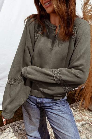 Washed Lace Sweatshirt