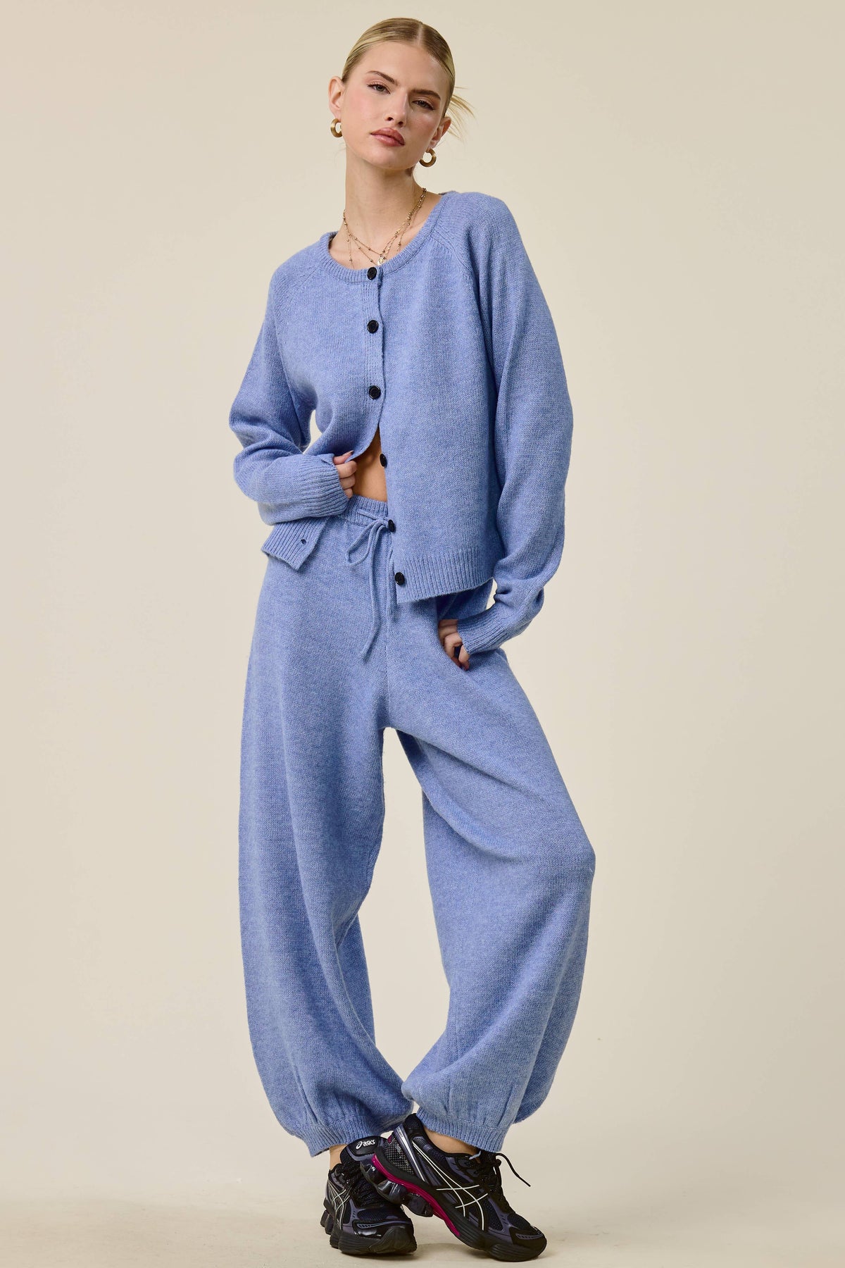 Brushed Knit Cardigan & Balloon Pant Set