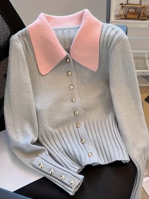 Collared Button Cardi Sweater