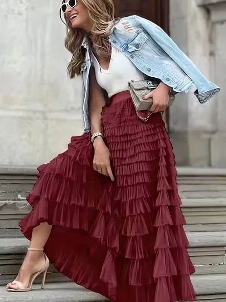 Long Ruffle Skirt
