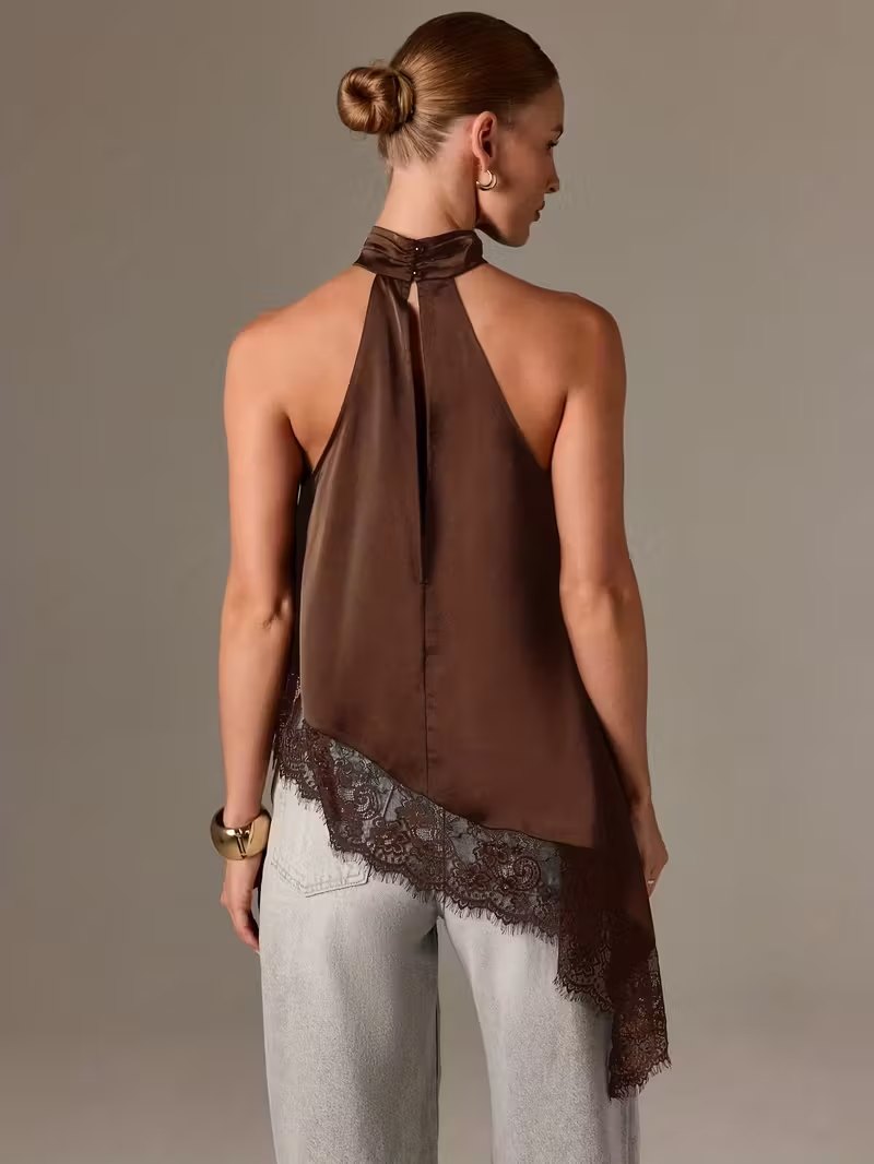 Silky Lace Halter Top