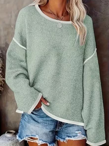 Contrast Piping Sweater