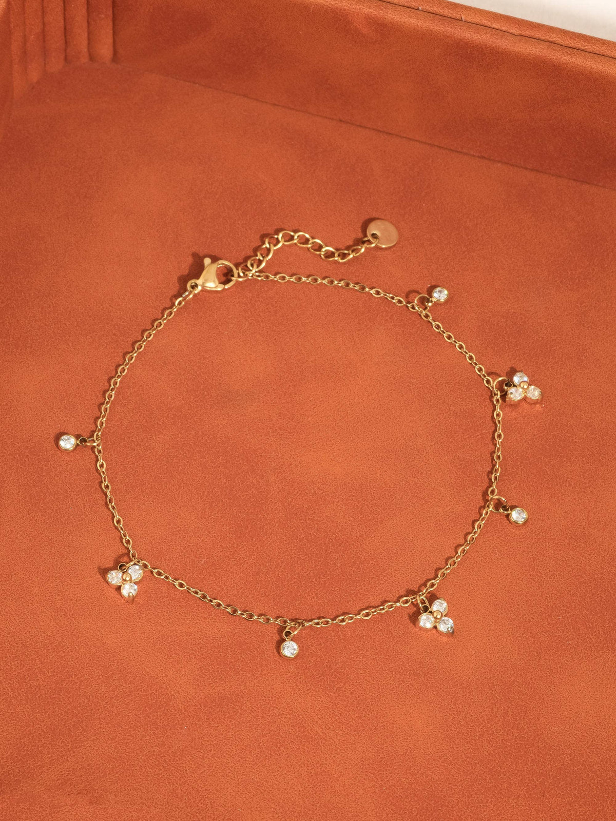 18K Gold CZ Charm Anklet