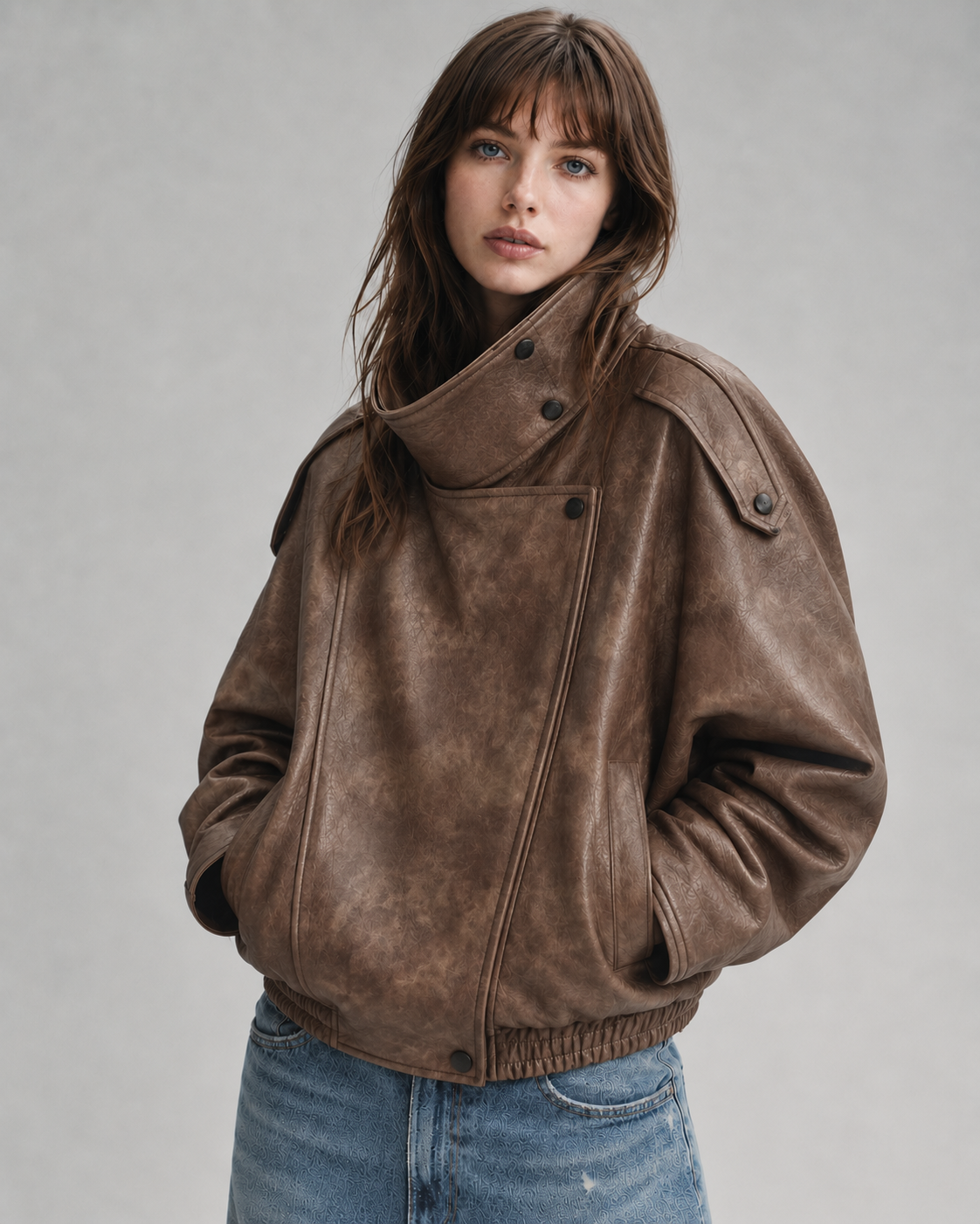 Oversized Leather Biker Jacket