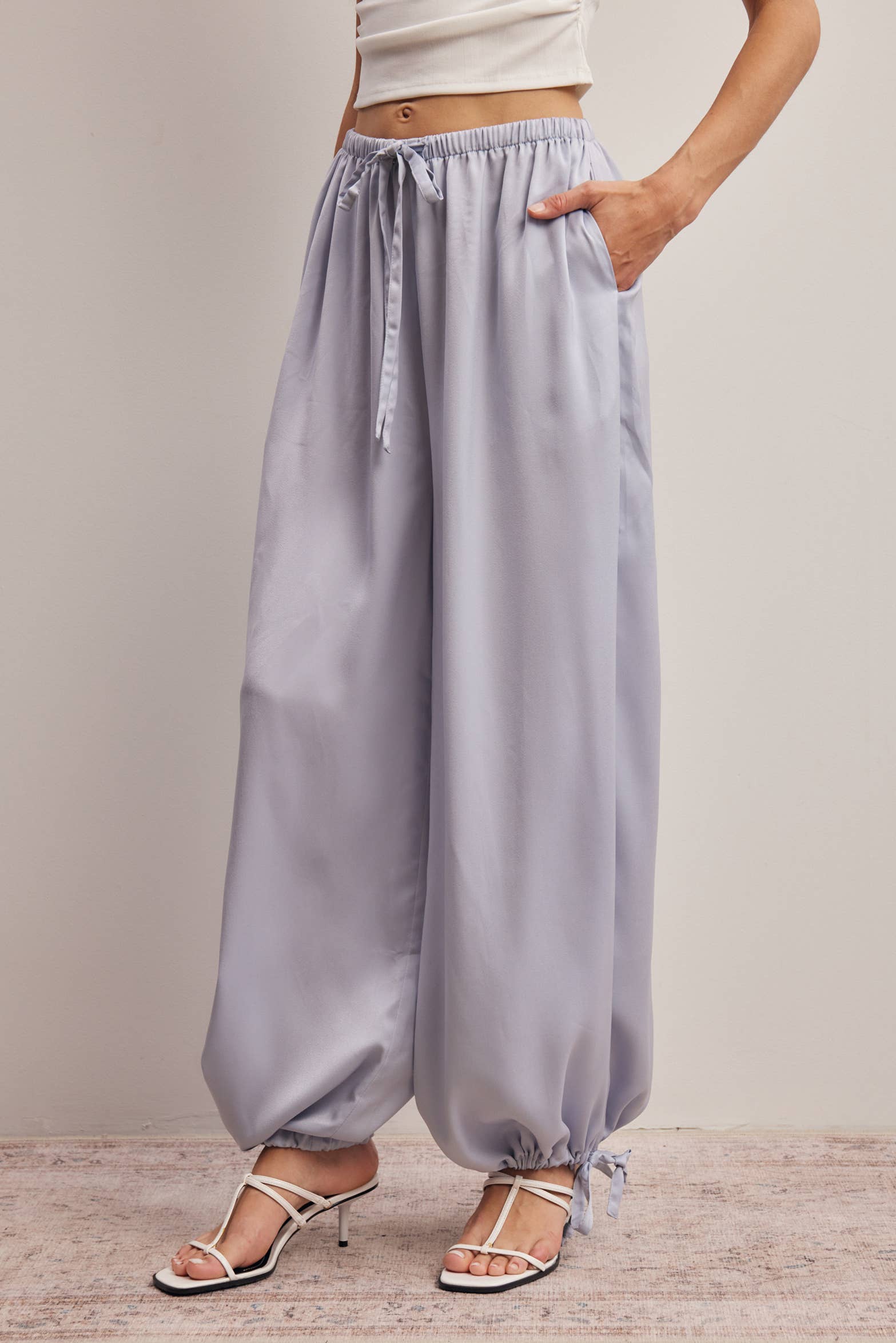 Convertible Wide Leg Tie Hem Pants FP0022