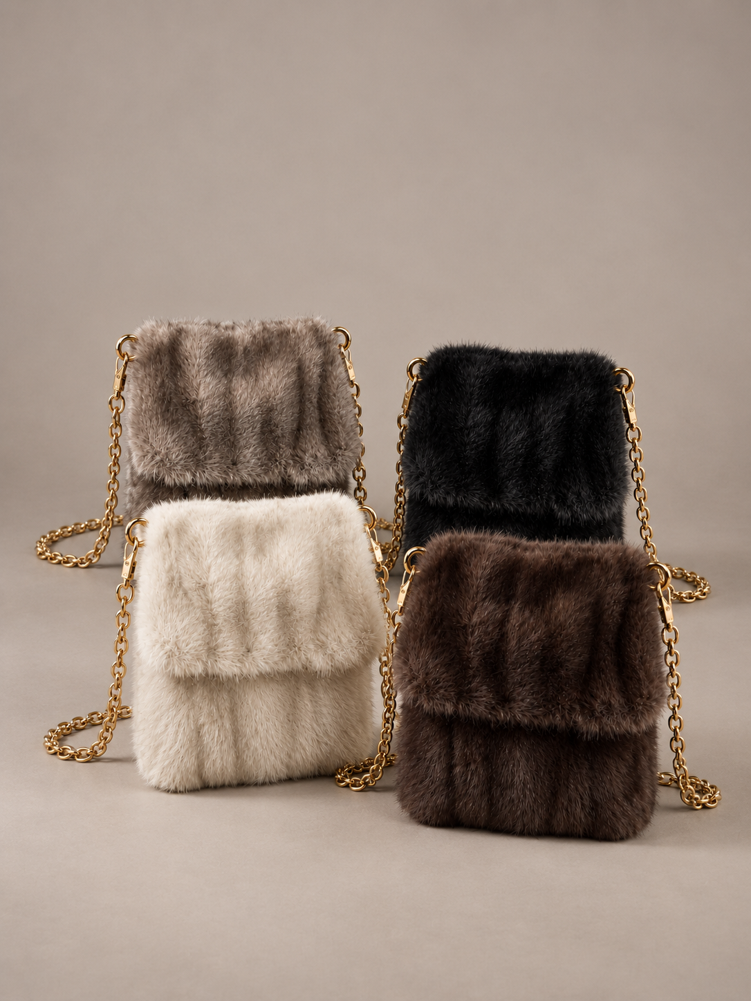 Sagg Faux Fur Chain Crossbody Bag