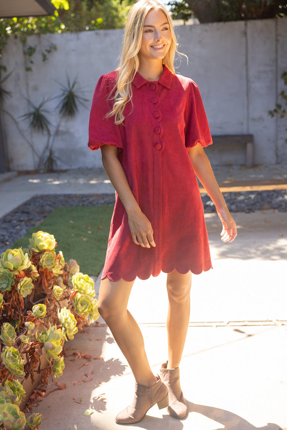 Scallop Collared Shift Dress