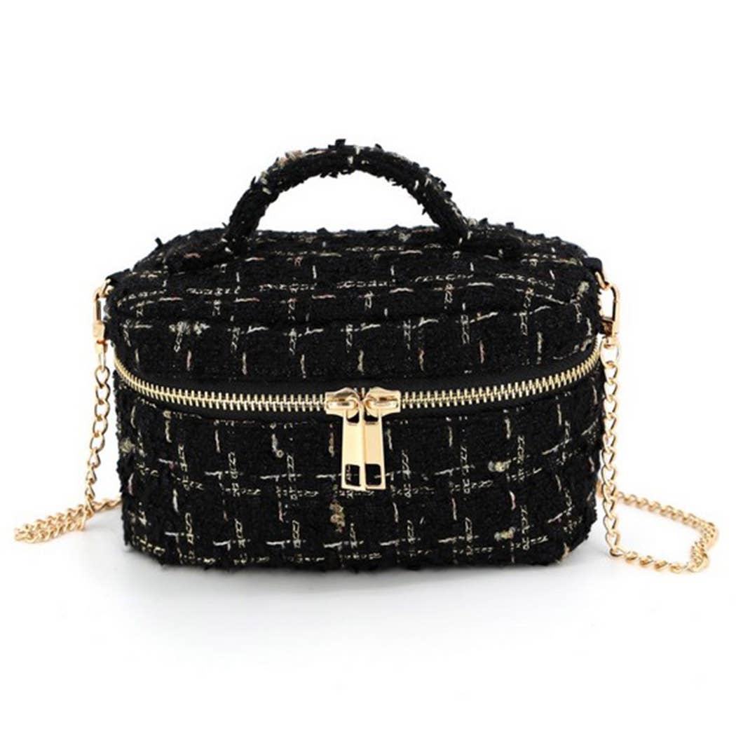 Tweed Vanity Chain Bag With Top Handle