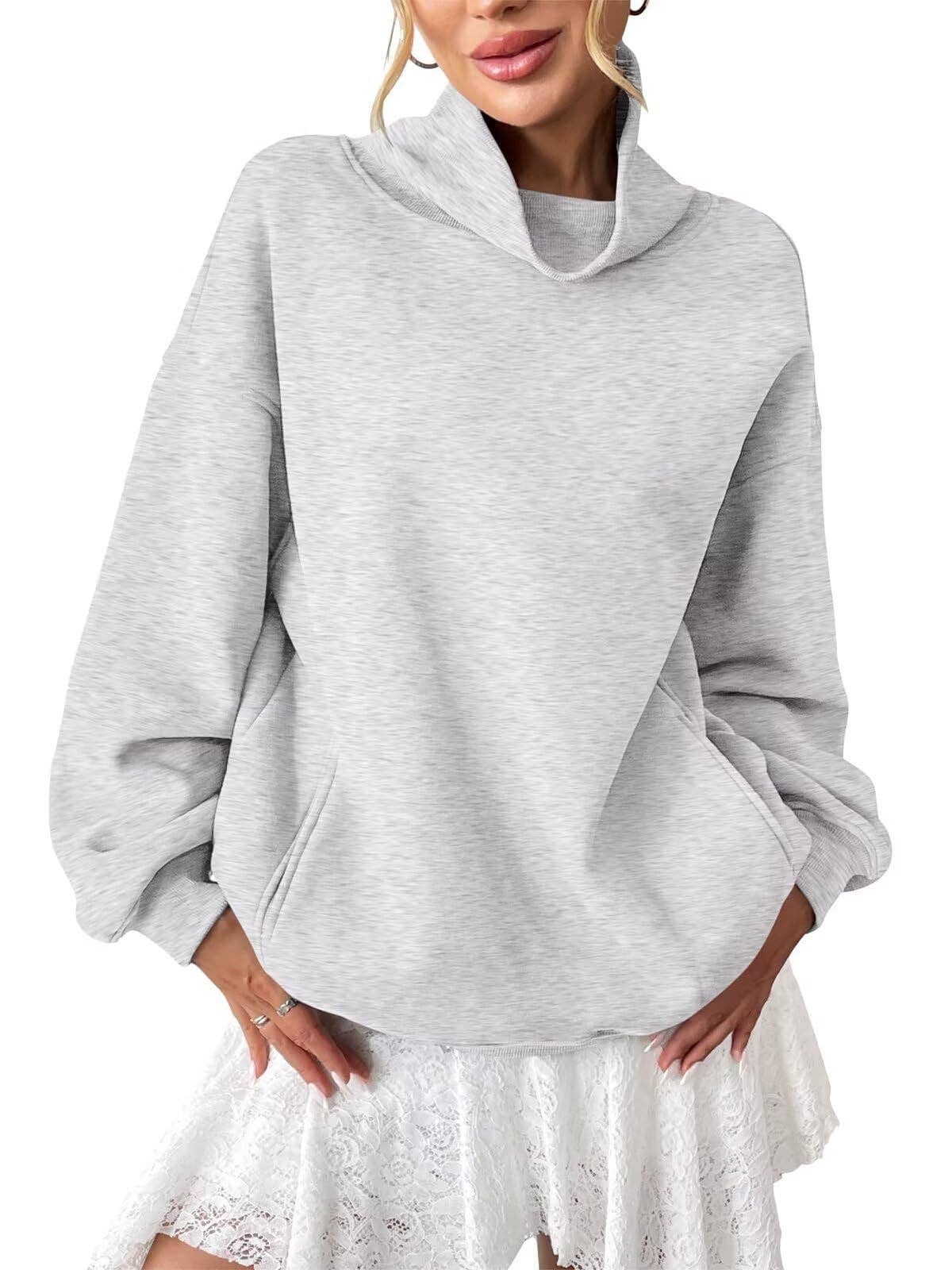 Cowlneck Pullover Sweatshirt Boutique Oversized Casual